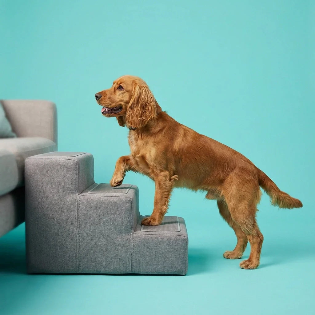 Escalier pour chien permettant à un chien de monter facilement sur un canapé